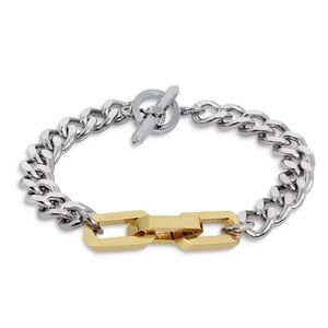 All Saints Hexagon Link Two Tone Bracelet New